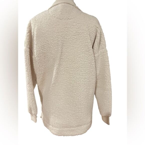 NWT aerie women's oversized Sherpa size xs im cream color quarter zip - Picture 3 of 5